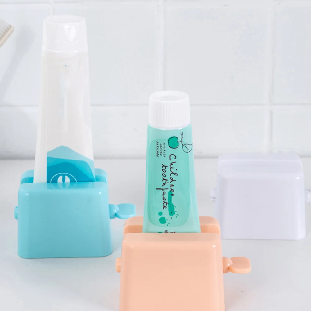 

3Pcs Toothpaste Squeezer Manual Plastic Facial Cleanser Tube Extruder Easy Insert Upright Bathroom White Pink Blue