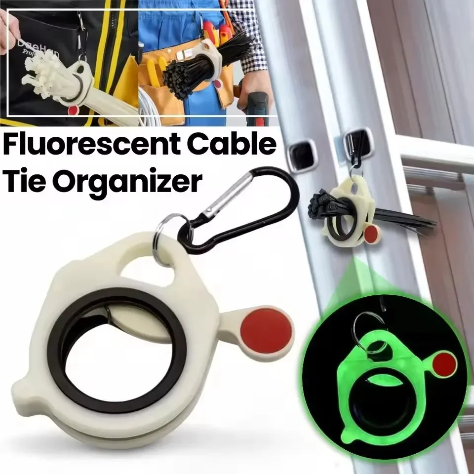 Fluorescent Cable Tie Organizer Reusable Zip Tie Holder Portable Plastic Cable Tie Storage Tool Electrical Wire Ties Organizer
