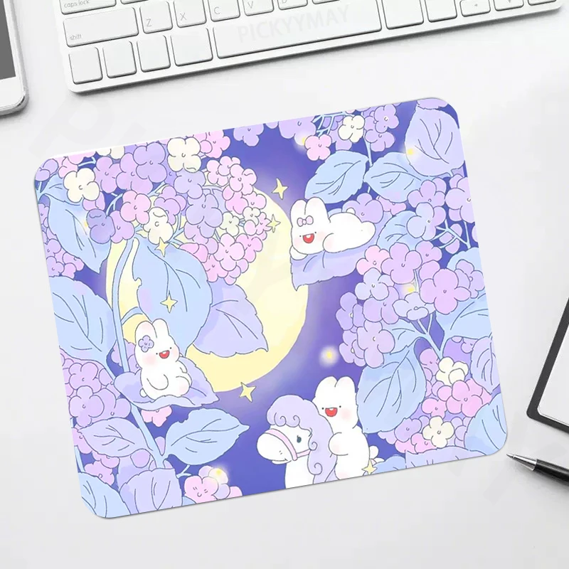 

Small Mouse Pads Purple Rabbit Table Mats Computer Mousepad Cute Bear Company Desk Pad Locking Edge Gamer Mousepads Mouse Mat