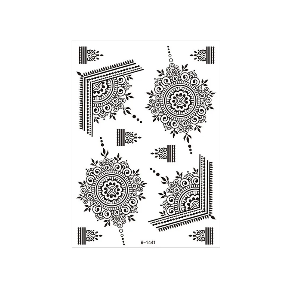 Water Transfer Decals Henna Tattoo Stickers India Mehndi Flower Fake Henna Temporary Tattoo Instant Waterproof Body Art Sticker