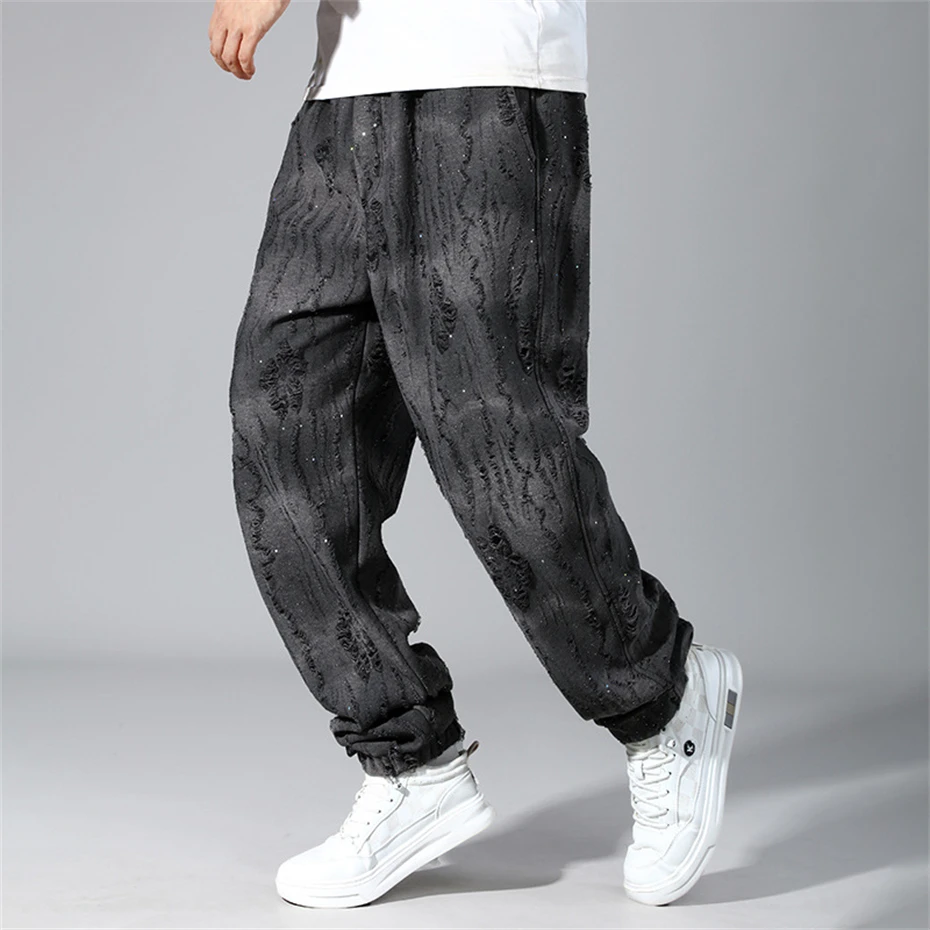 Ripped Jogger Pants Men Plus Size 12XL Sweatpants Fashion Vintage Gradient Design Joggers Male Big Size 12XL
