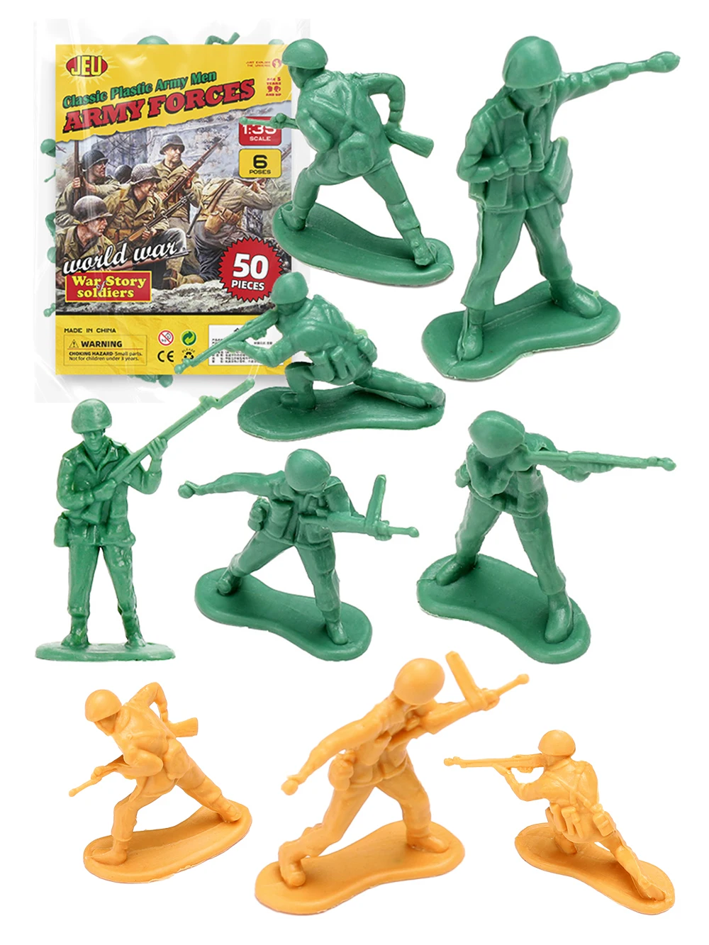 ViiKONDO Army Men ของเล่นทหาร Action Figure 50 ชิ้น WWII US ทหารเยอรมัน Battle 6 Poses ทหารรุ่น Wargame ของขวัญเด็ก