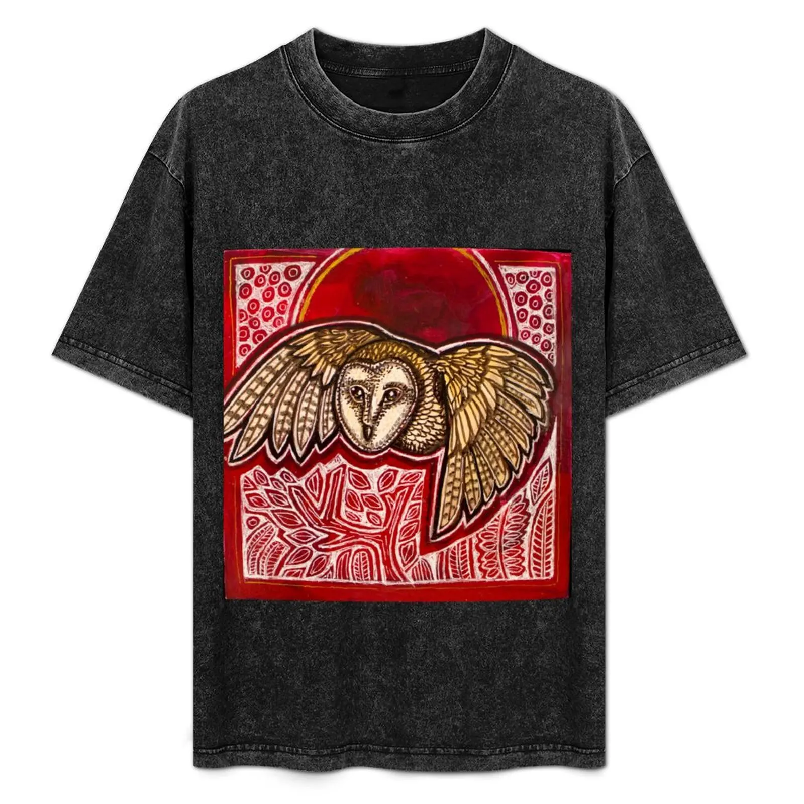 

Owl and Red Moon T-Shirt rapper graphic tees anime stuff mens t shirts pack