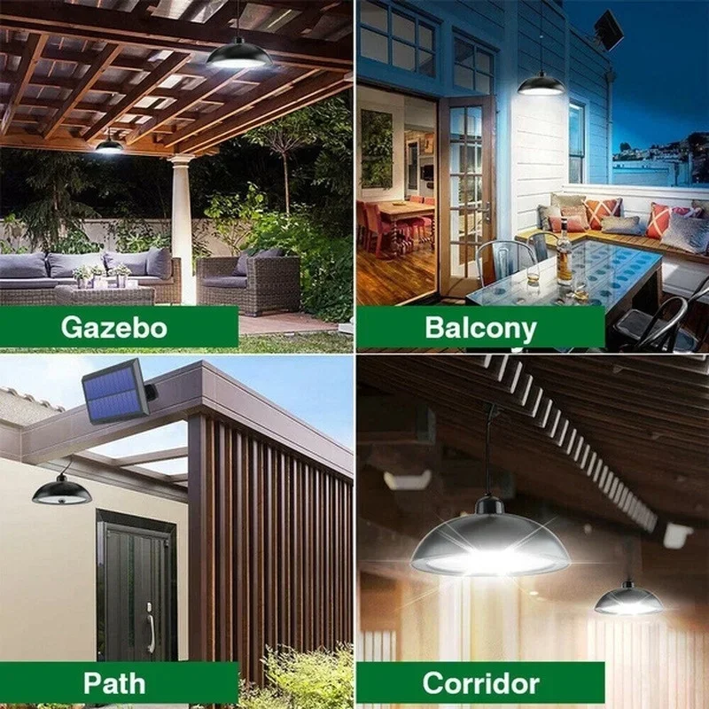 Imagem -03 - Outdoor Solar Chandelier Impermeável Lâmpada Led Double-cabeça Pendant Light Decorações com Controle Remoto Indoor Shed Roo Celeiro