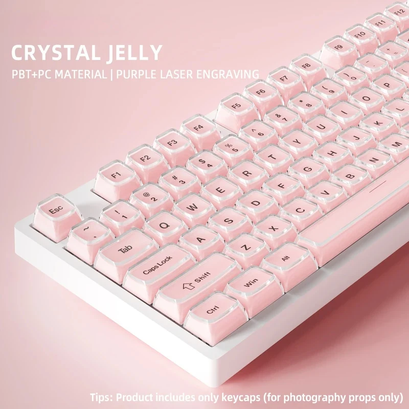 Crystal Jelly Side Front Printed Keycaps for Mechanical Keyboard 60 75 80 100 Layout Key Caps Korean Japanese Russian Arabic