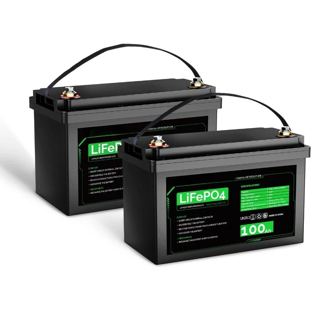 LiFePO4 Battery 100ah Lithium Battery, 12V Lithium Iron Phosphate Battery Deep Cycle Marine Battery, Solar-Ready Battery w/ 10-Y