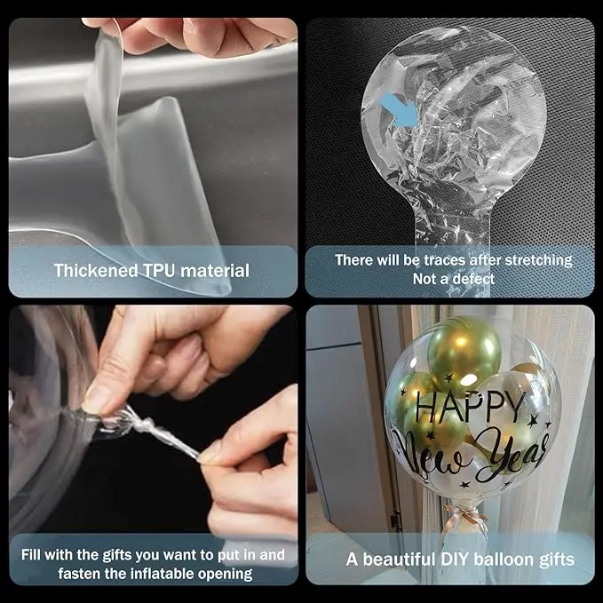 24 Zoll breite Bubble BoBo Ballons, transparente Ballons zum Befüllen, 10 cm breite Öffnung, Bubble BoBo Ballons für Partydekoration – Detail 6