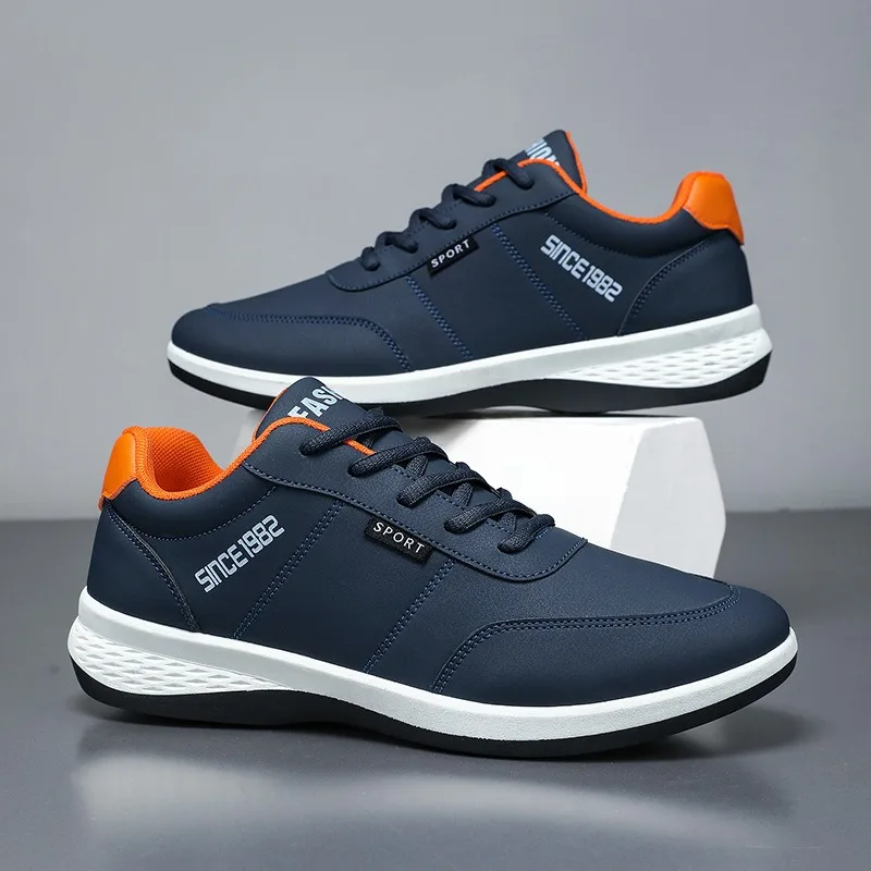 

Men Leather Casual Shoes Lace Up Vulcanized Shoes Outdoor Tennis Training Shoes High Quality Men Sneakers Big Size48 Tenis 2025