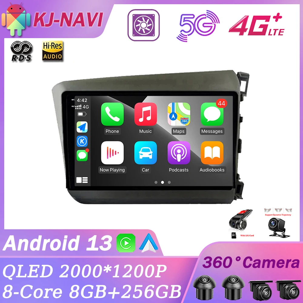 

9" Android 13 For Honda Civic RHD 2012 2013 2014 2015 Car Radio Multimedia Player Navigation GPS Carplay 4G WIFI