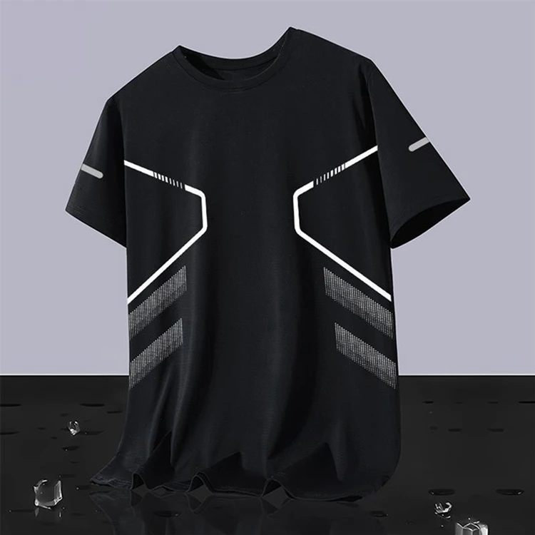 Neue Ice Silk Laufshirts für Herren, lockeres Kurzarm-Oberteil, Basketball-Gym-Sportbekleidung für Männer, Fitness-Workout, atmungsaktives Mesh-T-Shirt – Detail 10