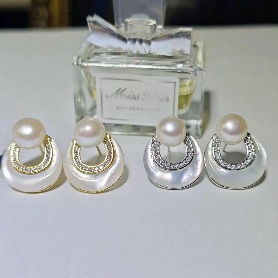 Wholesale 925 Sterling Silver Earrings Mount Findings Settings Base Mounting Parts Accessory for 6-7mm Pearls 5 pairs/lot