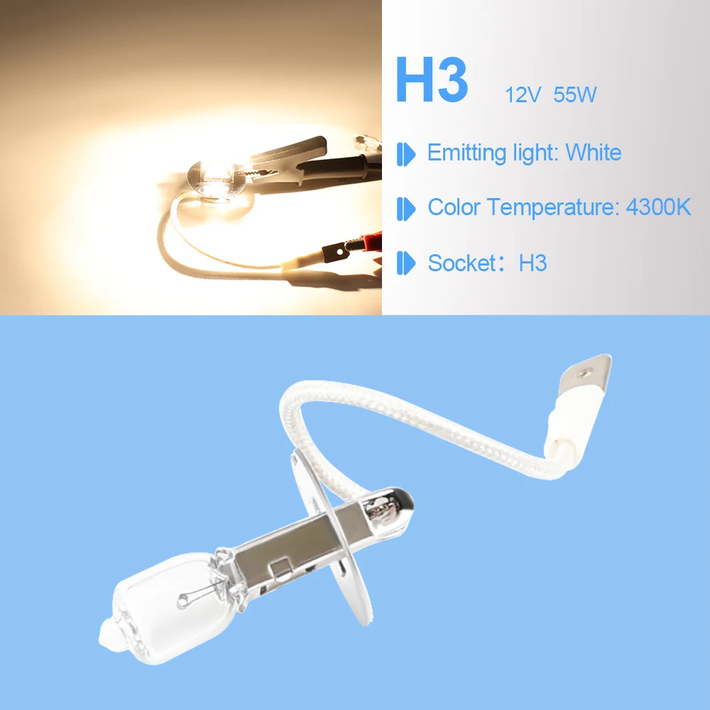 2PCS Car Light Bulbs H3 12V H3 Halogen Xenon Car Light Bulb Lamp  55W Factory Price Car Styling Parking Car Accessories