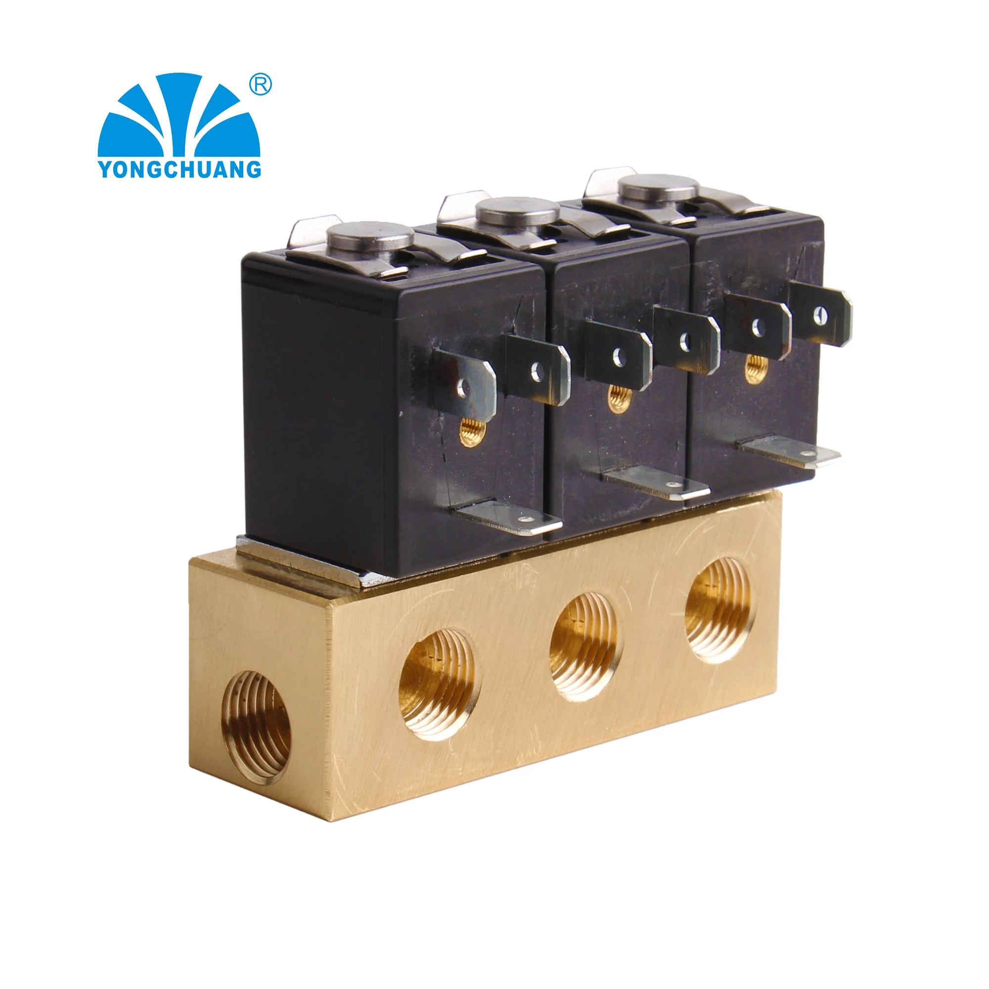 Yongchuang customized stainless steel brass aluminum 1/4 inch manifold water air solenoid valve