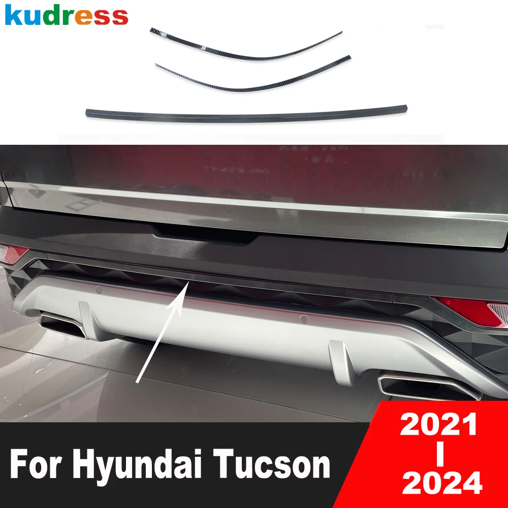 

For Hyundai Tucson NX4 2021 2022 2023 2024 Carbon Fiber Rear Bottom Bumper Cover Trim Tailgate Lid Molding Strip Car Accessories