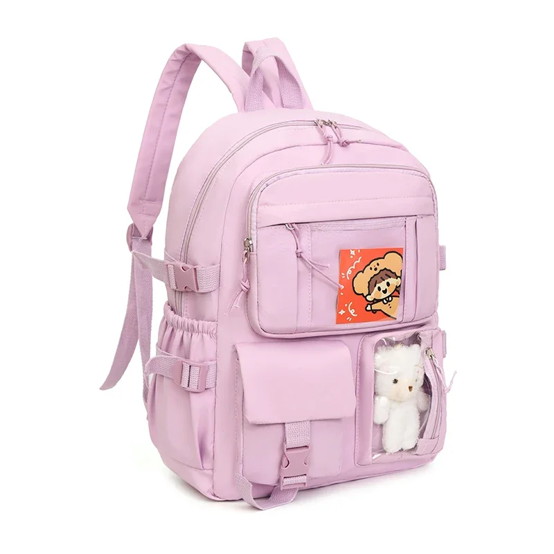 Mochila estética impermeável para menina, bolsa escolar para estudante, bolsa de livro feminina, juventude, ensino médio, 2024