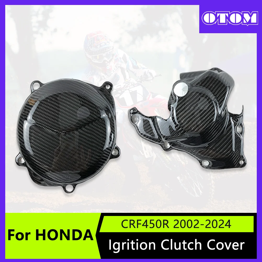 

Motorcycle Clutch Ignition Cover Carbon Fiber Engine Protector Guard For HONDA CRF450R 2002-2024 Dirt Bikes Stator Clutch Cover