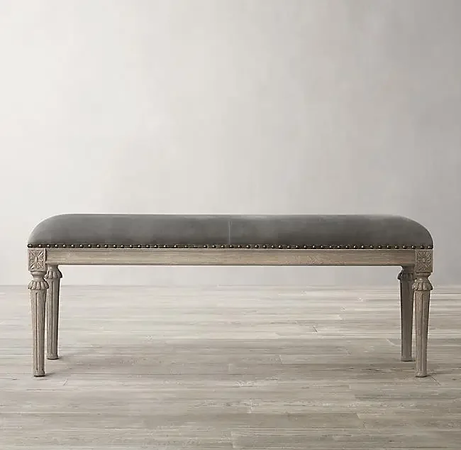 American rural retro pedal furniture British classical leather solid wood shoe stool American simplicity