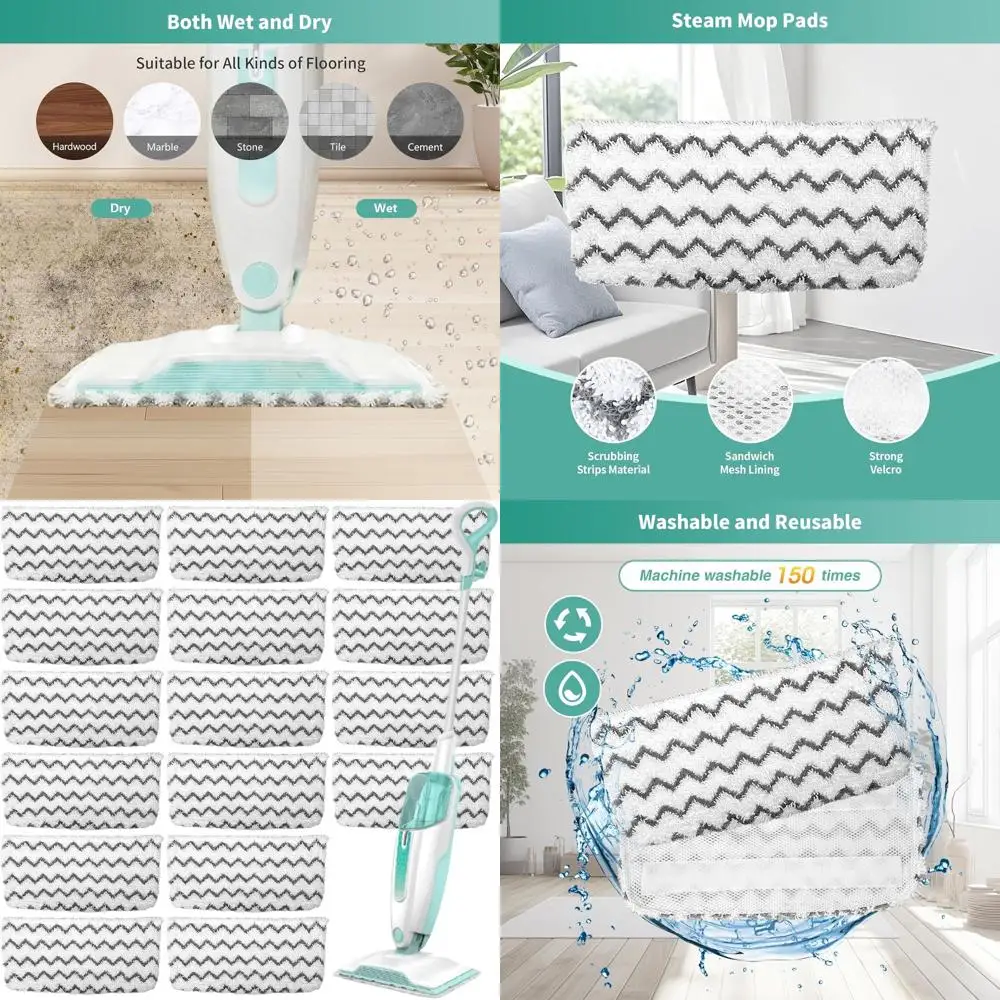 

Сменные подушечки из микрофибры на 16 штук для паровых швабр Shark S1000, S2001, S1000A, S1000C, S1000WM, S1001C — моющиеся, многоразовые, Sa