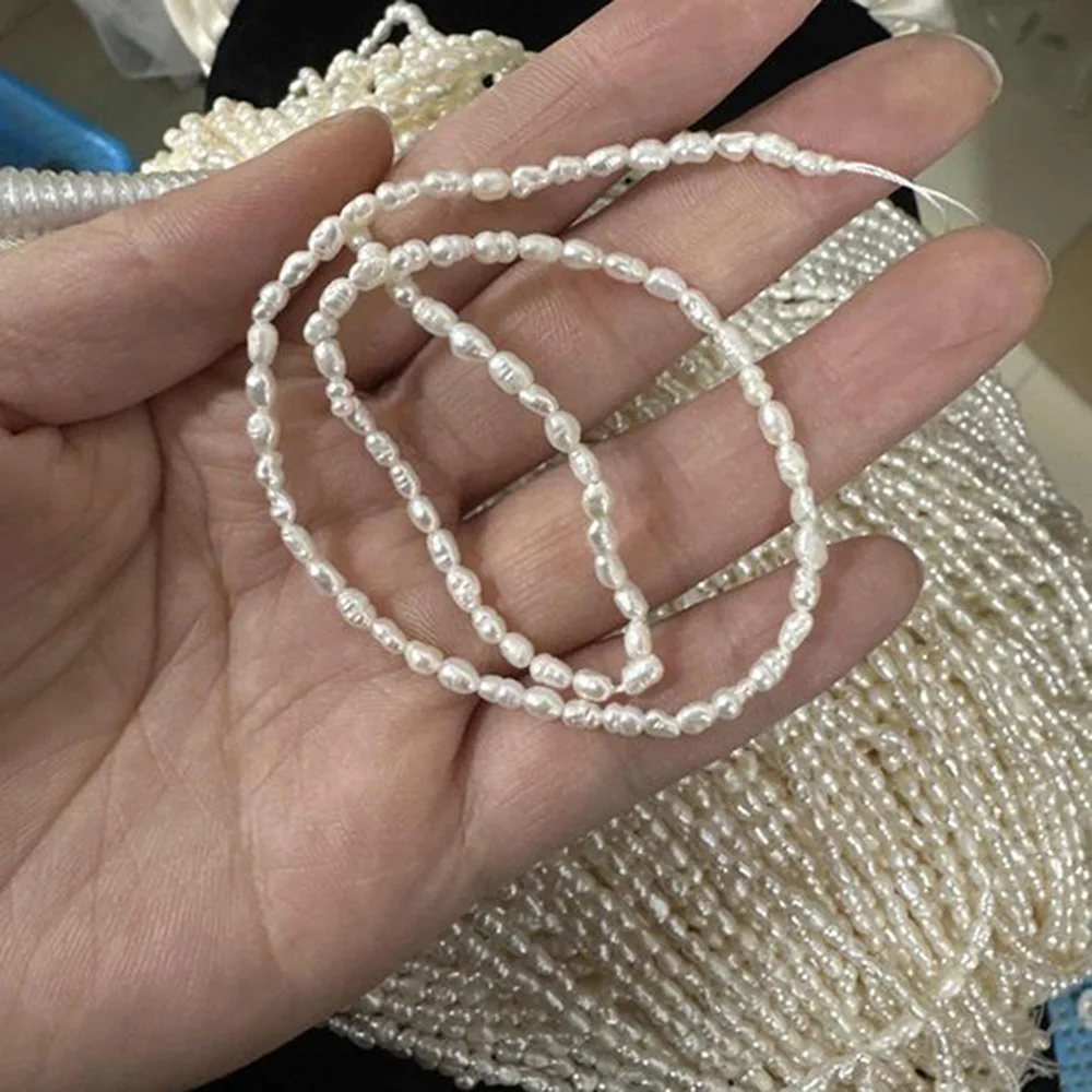 2.8-3.3mm Natural Freshwater Pearl Rice Sparkling Isolated Loose Bead Jewelry MakeDIY Necklace Bracelet Accessories Wedding Gift