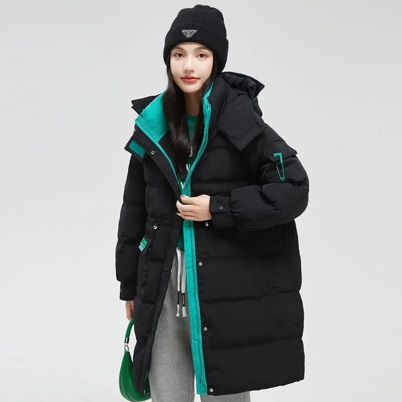 2024 New Women Down Jacket Winter Coat Female Mid Length Version Parkas Loose Thick Warm Outwear Hooded Leisure Time Overcoat