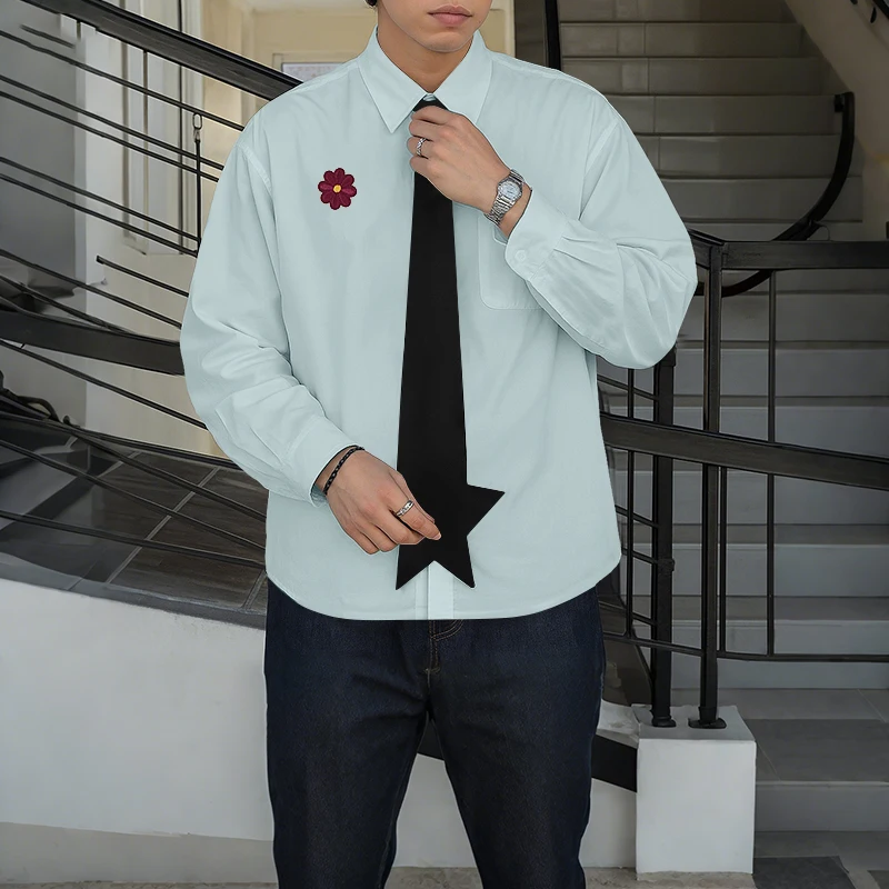 

INCERUN Мужская рубашка в стиле пэчворк с цветочными лацканами и длинными рукавами, повседневная мужская одежда, уличная одежда, свободные модные мужские топы 2025 года, рубашки для отдыха