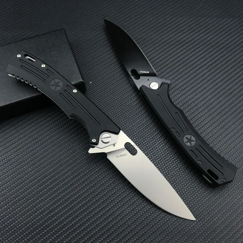 Russian HOKC Outdoor Hunting Flipper Folding Knife D2 Drop Point Blade G10 Handle Tactical Pocket Knife EDC Camping Tools