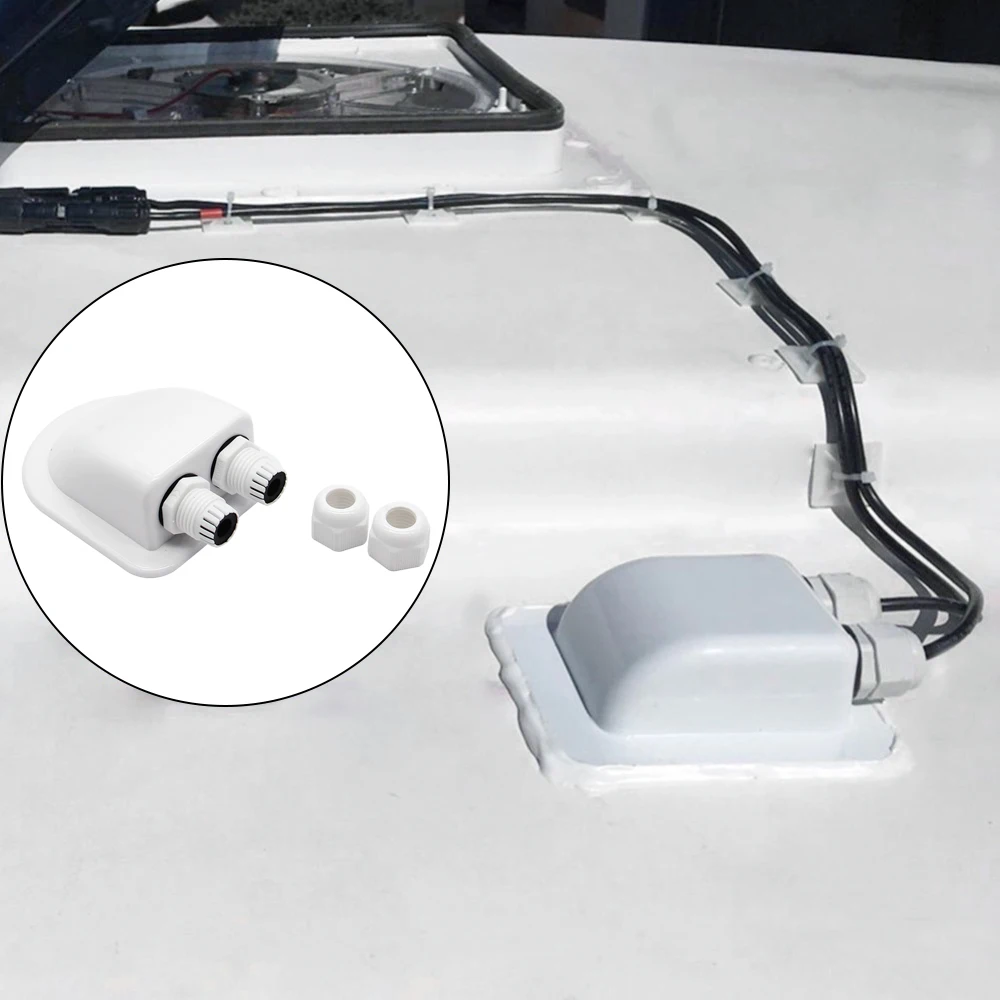 Caravan Solar Car Junction Box Cable Entry Gland Box Roof Wire Entry Cable Connector Holder Dual Hole Automotive Accessories