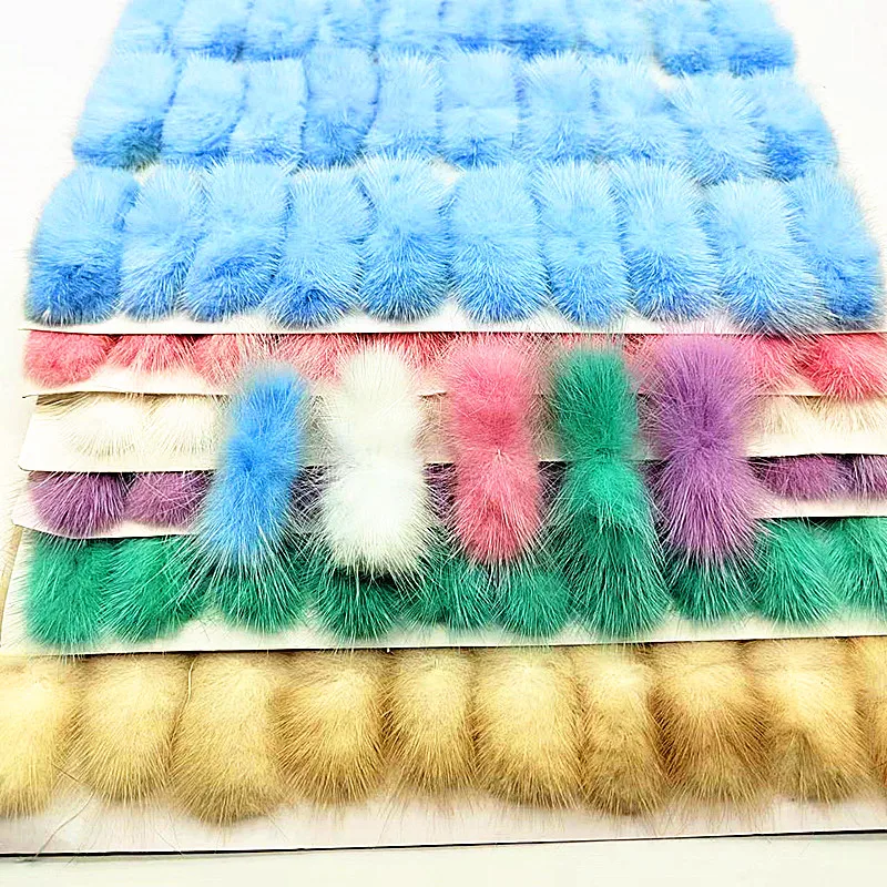 5pcs 3cm*7cm Mink Pompom Bowknot Mink Hair Fur Pompon Handmade Bow Sheet DIY Make Bow Tie Accessories Apparel Patch Pompons