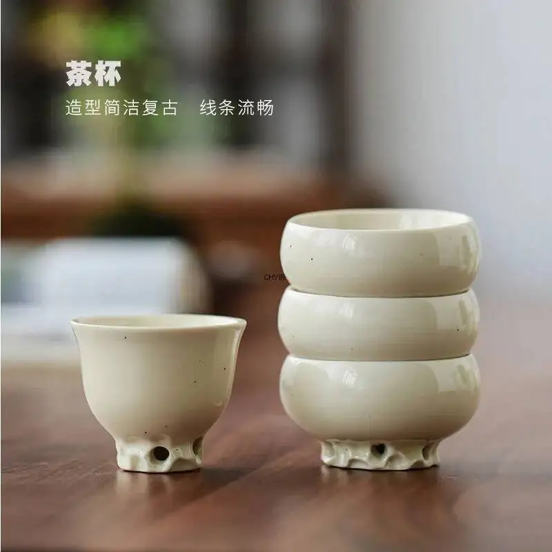 

Creative Handmade Chinese Tea Cup Bean Yellow Glaze Ceramic Kung Fu Tea Set Tea Cup Smelling Cup Master Cup