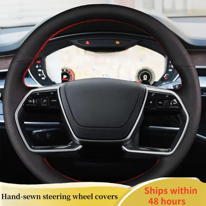 

Custom Genuine Leather Car Steering Wheel Cover For Audi A8 S8 A7 A6 A8L Etron 2021 2022 Auto steering wheel cover Car accessory