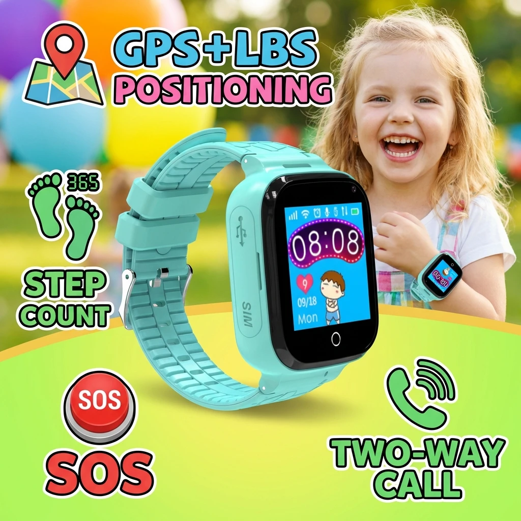 

Умные часы для детей с GPS-трекером, функцией SOS, голосовым мониторингом, звонками, совместимые с IOS и Android, подарок для мальчиков и девочек