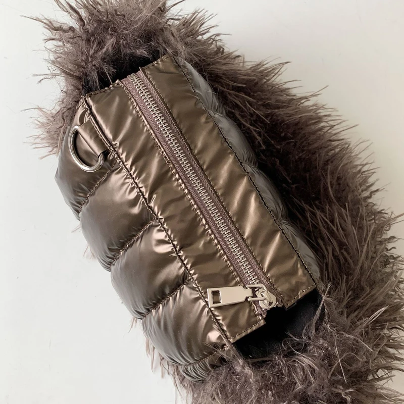 حقائب كورية منفوخة كاجوال للنساء، حقائب يد ومحافظ فاخرة بتصميم جديد لعام 2026، مصنوعة من خيوط تطريز البوليستر، مزينة بصوف الحمل الصناعي، حقيبة كتف صغيرة تحت الإبط جودة عالية ًالشحن مجانا وصول الشحن السريع