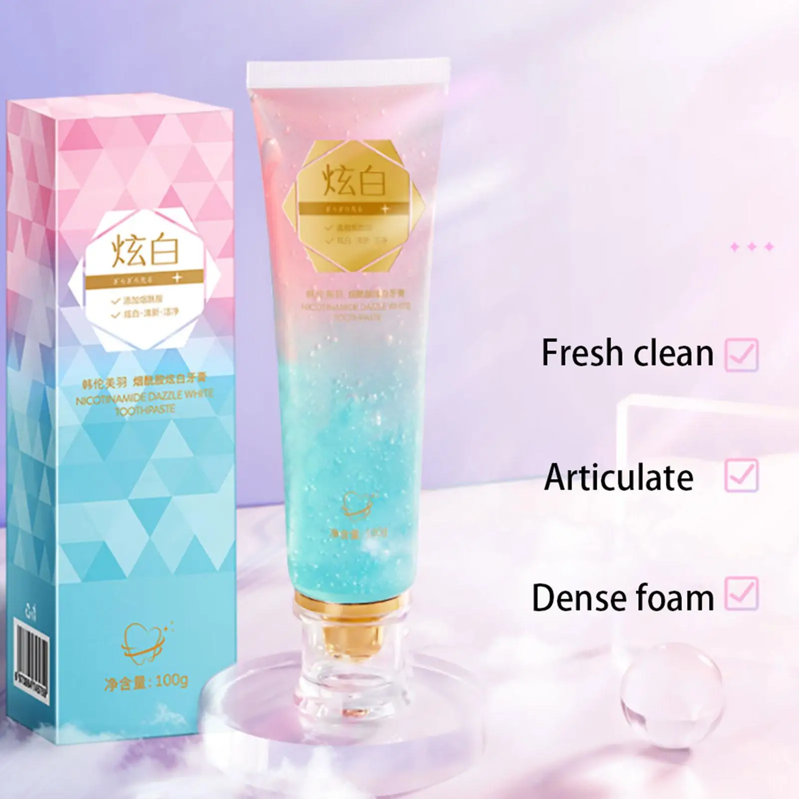 

100 г никотинамидная зубная паста для осветления зубов, свежее дыхание, глубокая очистка, гигиена, удаление пятен налета, уход за полостью рта, зубные пасты