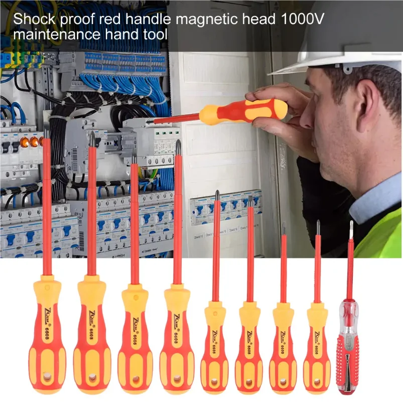 Multifunctional Magnetic Insulated Screwdriver Set - Phillips/Slotted Bits, Professional Hand Tools For Electricians