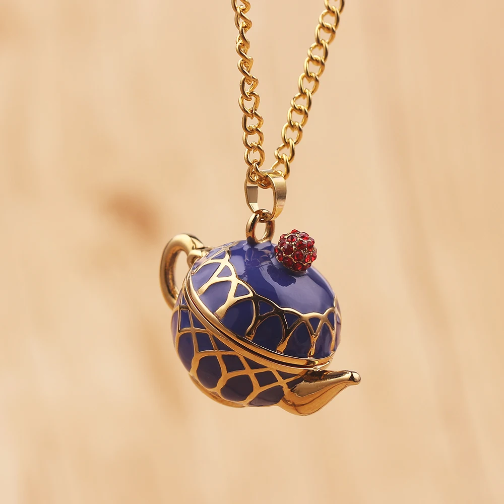 Bohemian Handmade Teacup Pendant Necklace for Women, Long Sweater Chain, Enamel Jewelry, Fashion Accessory, Gift