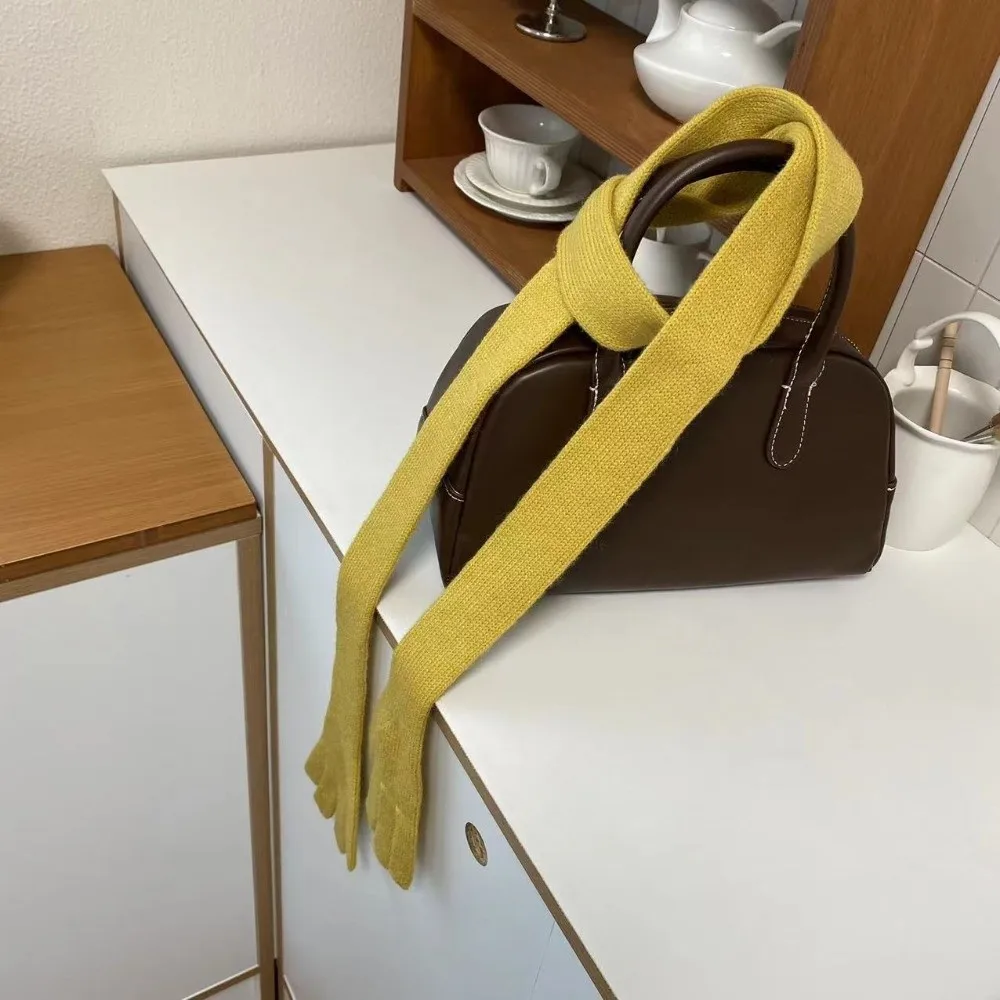 

Lightweight Little Palm Scarf Acrylic Fibers Solid Color Long and Thin Scarf Korean Style Multifunctional Creative Belt