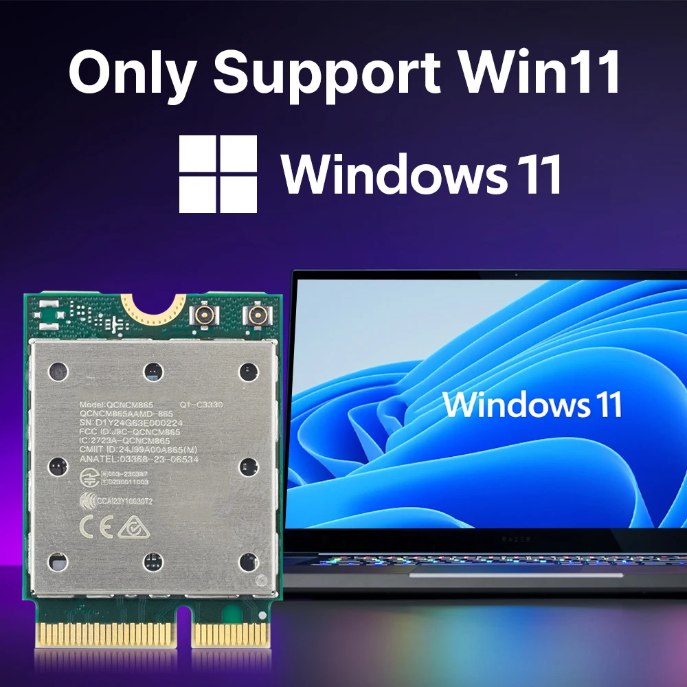 بطاقة fenvi WiFi 7 QCNCM865 M.2 بلوتوث 5.3 ما يصل إلى 5.8 جيجابت في الثانية مع هوائيات محول الشبكة اللاسلكية WiFi 6E WiFi6 لنظام التشغيل Windows 11 #5