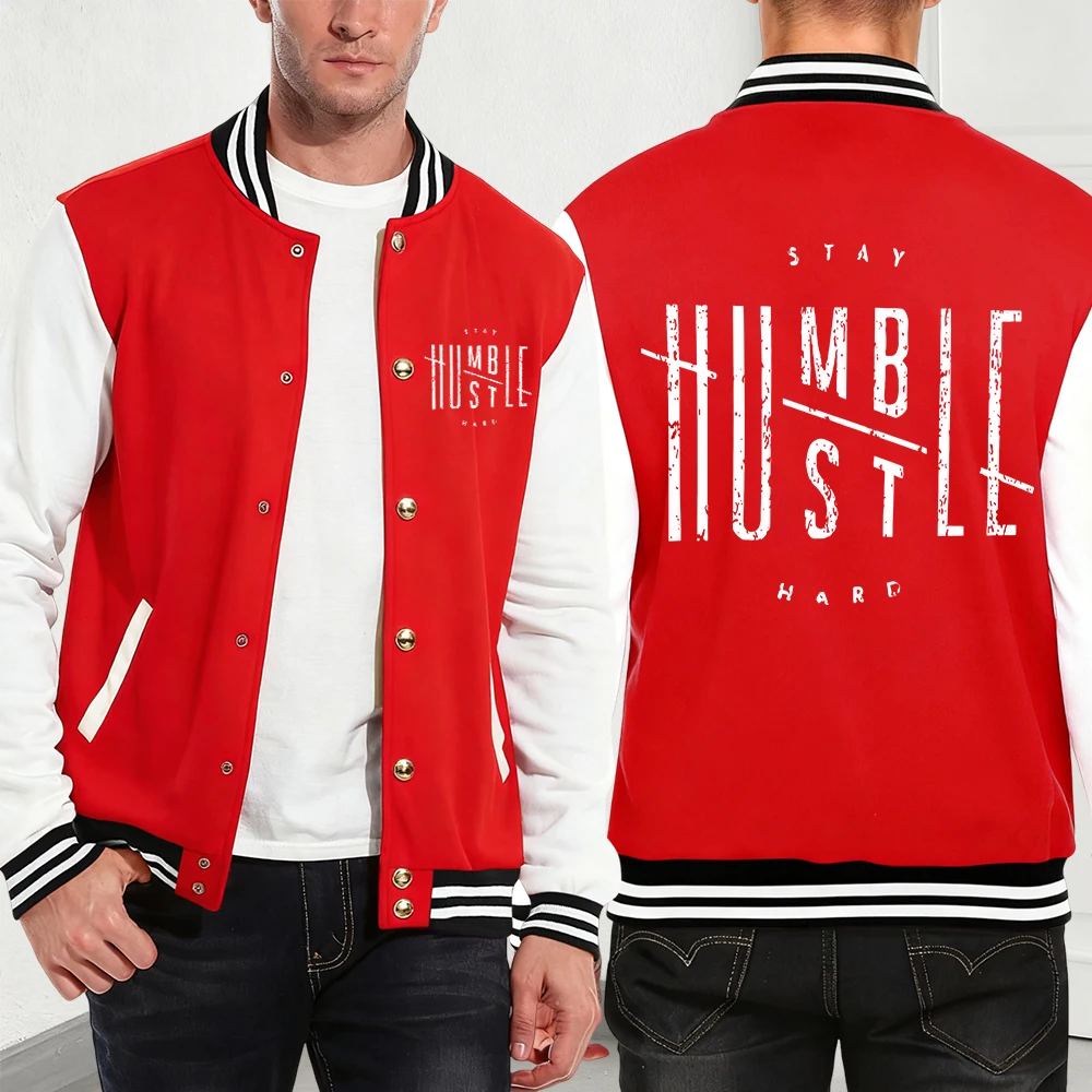 

Stay Humble Hustle Хлопковый бейсбольный трикотаж с твердым принтом, мужские зимние термопальто, повседневные карманные куртки, модная мужская одежда