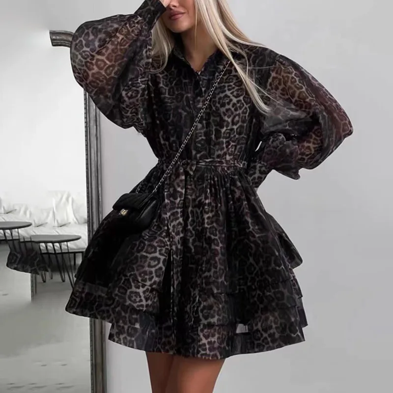 

New Hot-Selling Floral-Print Design Dress 2025 New Collar Lace-up Waist-Controlled Slimming Short Skirt Women