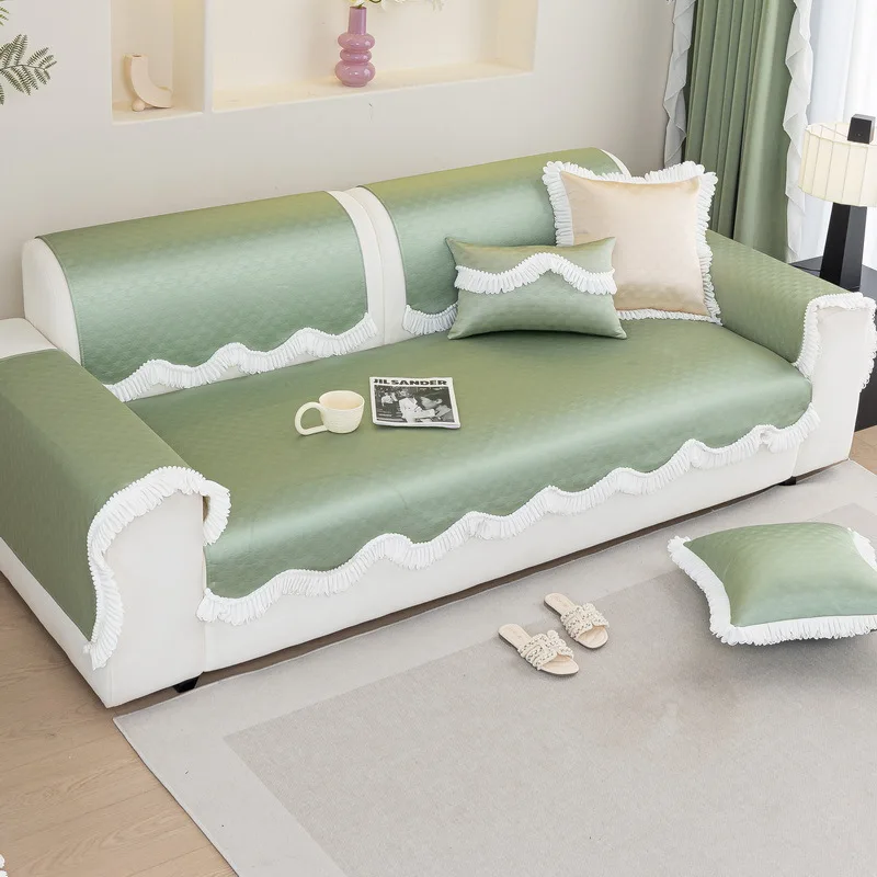 Ice Silk Sofa Cushion Summer Cool Feeling Breathable Sofa Covers for Living Room Anti-dirty Universal Couch Slipcover Sofa Towel