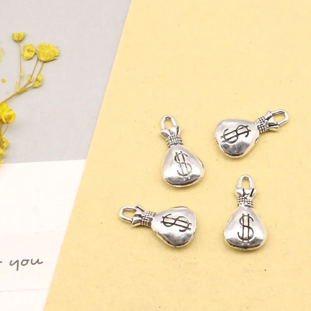 Money Bag Charms Women Pendant Make Accessories Diy Jewelry 10x17mm 10pcs Antique Silver Color