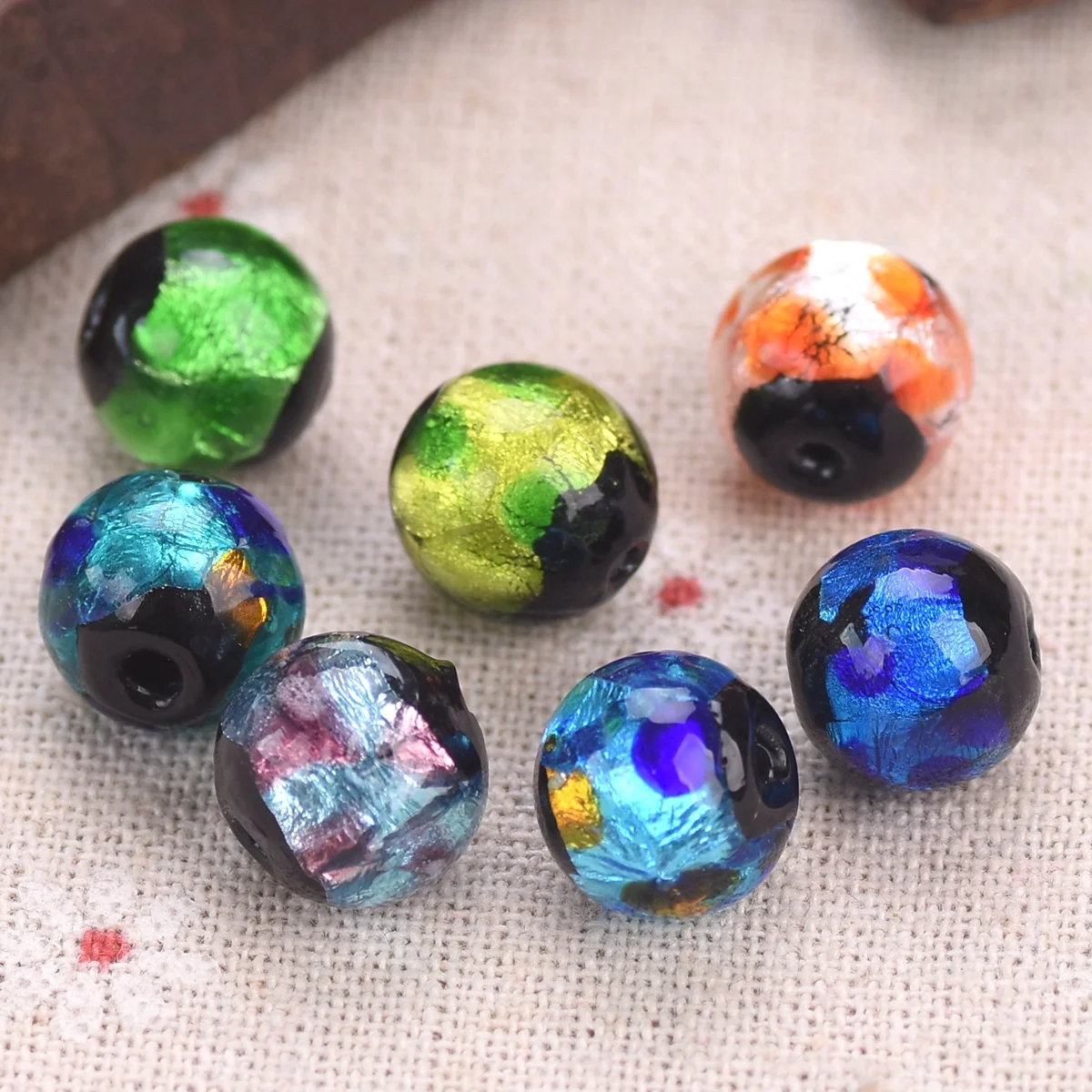 

5pcs Glossy Foil Round 12mm Handmade Lampwork Glass Loose Beads For Jewelry Making DIY Bracelet Findings