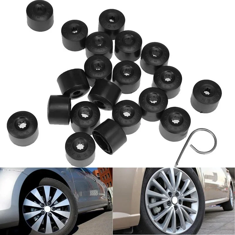 20pcs 17mm Wheel Bolt Lug Nut Cover Cap for VW Audi Golf SKODA Passat Decorative Tyre Head Hub Screw with Removal Tool 1K0601173