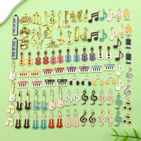 100pcs Music Charms Alloy Musical Notes, Guitar, Piano, microphone, Drums Pendant for DIY Bracelet Necklace Jewelry Making Craft