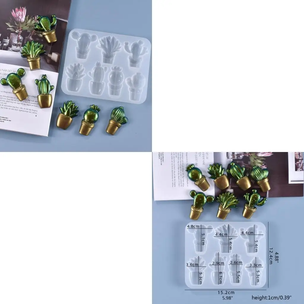 

Handmade 3D Cactus DIY Mold Keyring Keychain Charms Epoxy Resin Mold DIY Crafts Jewelry for Key Chain Pendant Silicone M
