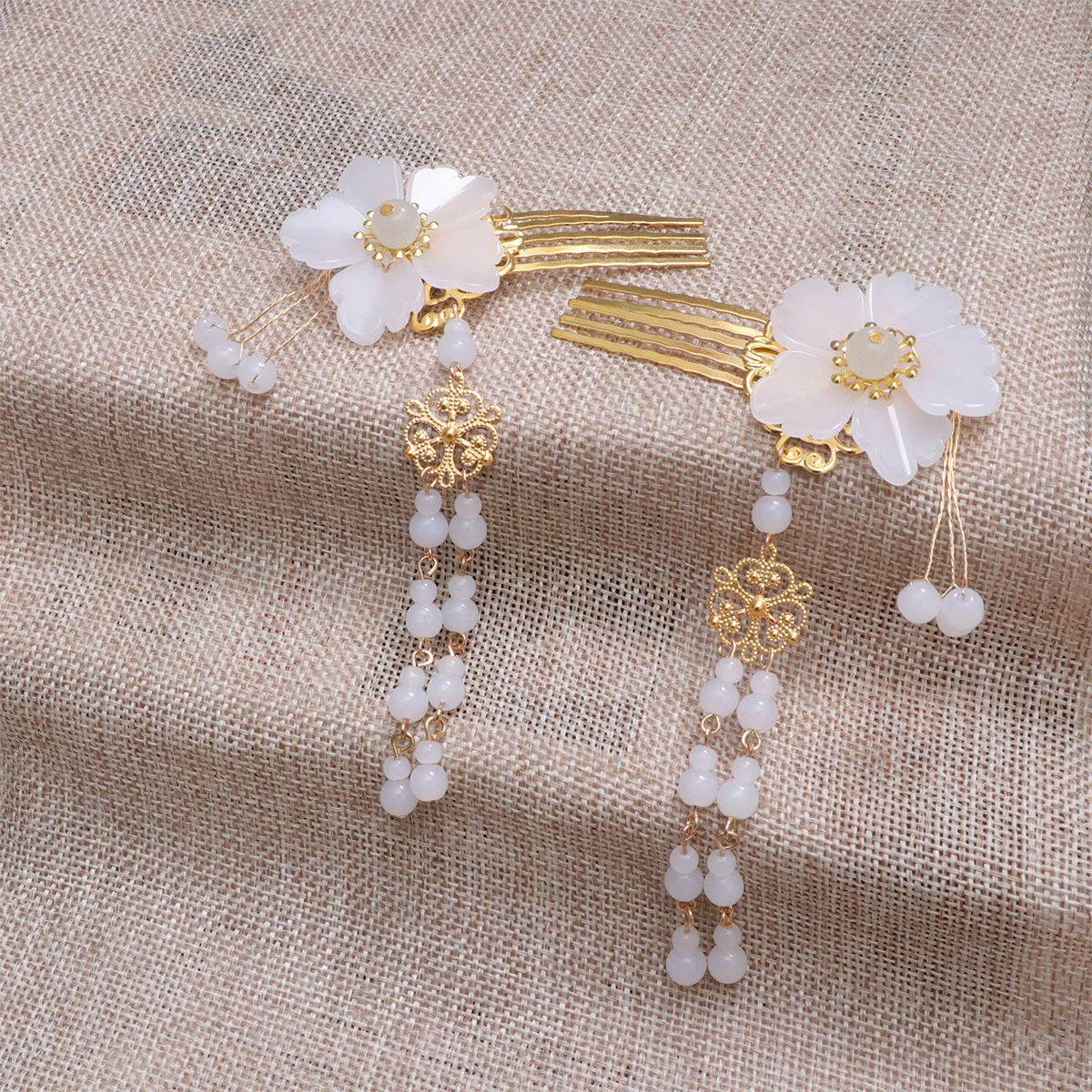 

2 Pcs Hair Clip Handmade Accessories Retro Hairpins Flower Chinese Tassels Traditional Headdress