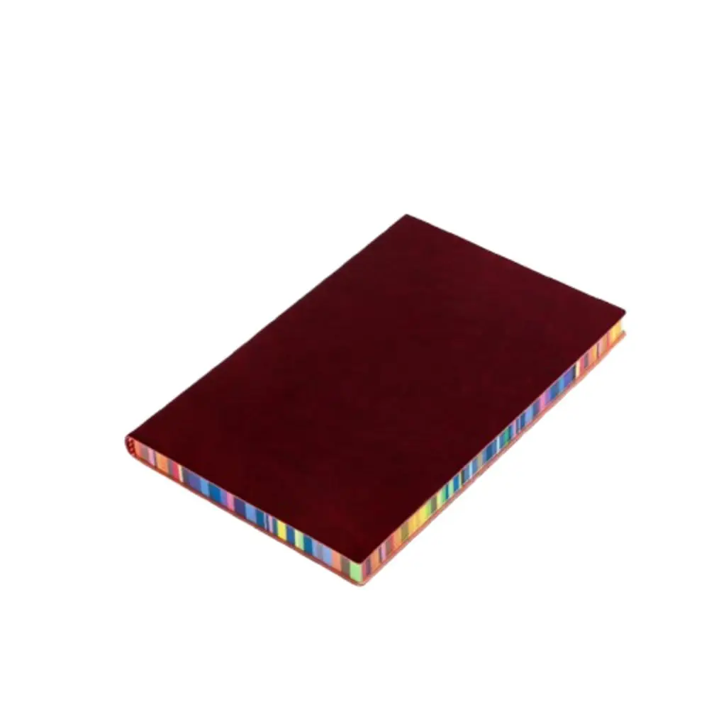 Soft Leather Cover Rainbow Edge Notebook 200 Pages Waterproof Work Meeting Record Book Horizontal Line Thickened