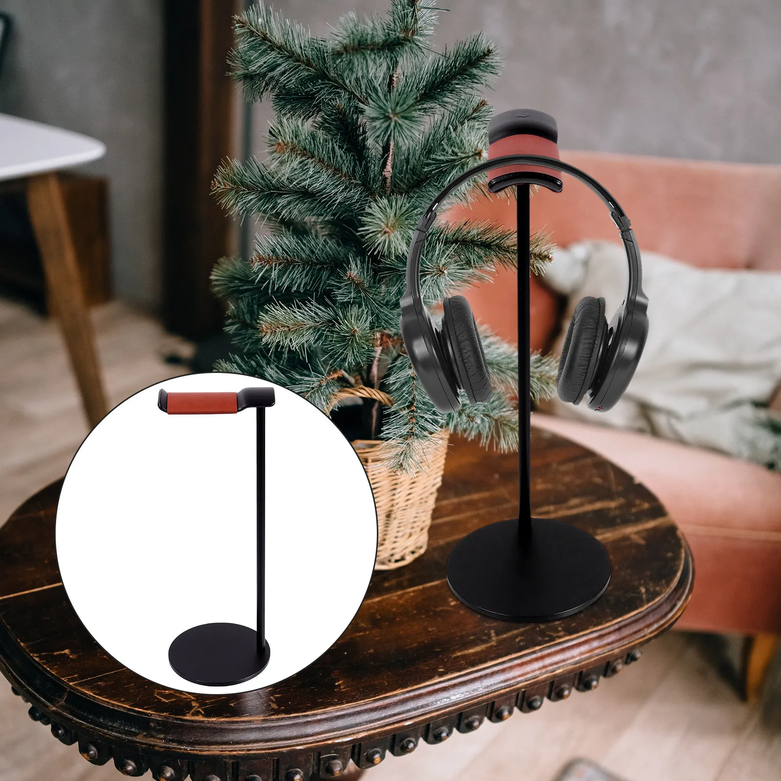 Aluminum Alloy Headset Holder Desktop Headphone Rack with Non-Slip Silicone Pads for Desk Organization Space Saving Headset