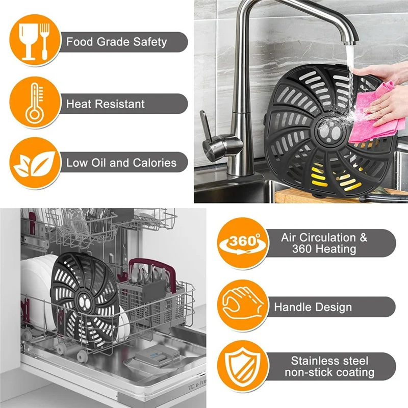 ABBK-sartén para freidora de aire Gourmia GAF716 GAF798 7QT, piezas de repuesto para freidora de aire antiadherente, accesorios, bandeja de estante