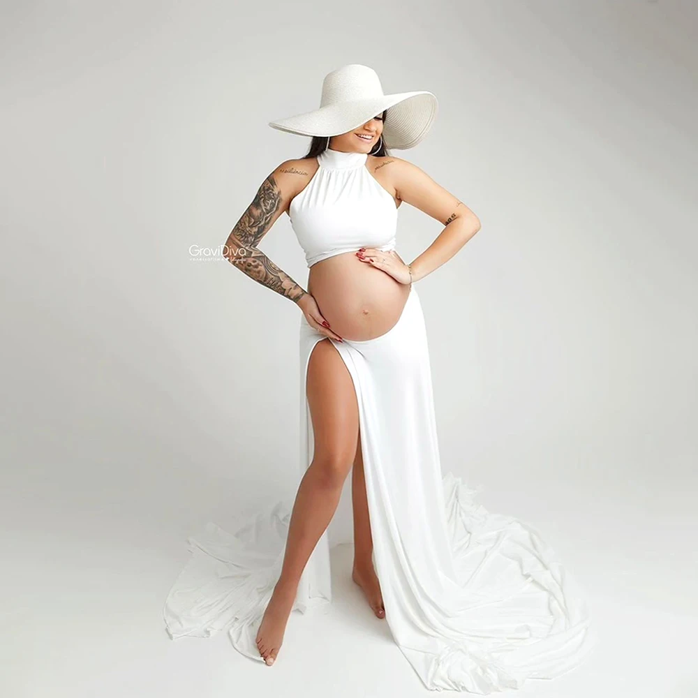 Maternity Photoshoot Dresses Sexy Stretchy Out Front Open Maxi Gowns Baby Shower Dresses For Pregnant Women Photography Clothes